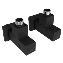 Комплект вентельних кутових кранів 1/2" до рушникосушки Solomon Lux CUBE (чорний)