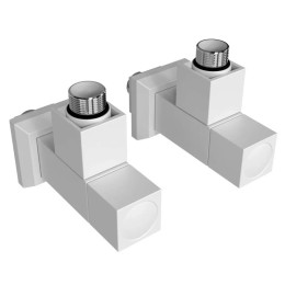 Комплект вентельних кутових кранів 1/2" до рушникосушки Solomon Lux CUBE (білий)