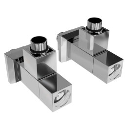 Комплект вентельних кутових кранів 1/2" до рушникосушки Solomon Lux CUBE (хром)