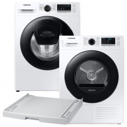 Пральна машина повногабаритна SAMSUNG WW90T4541AE/UA + Сушильний автомат SAMSUNG DV90TA040AE/UA + З'єднувальний комплект Samsung SKK-DD (комплект)