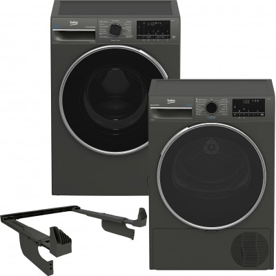 Стиральная машина BEKO B3WFU5822MG+Соединительная планка BEKO PSKMG+Сушильный автомат BEKO B3T68239MG (комплект)