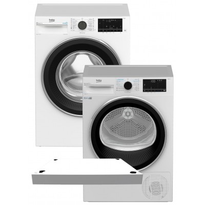 Стиральная машина BEKO B5WFU58436W + Планка соединительная BEKO PSK + Сушильная машина Beko B5T68243 (комплект)