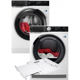 Стиральная машина AEG LFR73944QU + Сушильный автомат AEG TR959M6SU + Монтажный комплект с выдвижной полкой AEG Electrolux A1WYHSK1 (комплект)