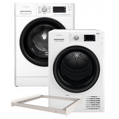 Пральна машина повногабаритна WHIRLPOOL FFB 8248 BV UA + Сушильна машина Whirlpool FFT M22 9X2B UA + Універсальна з'єднувальна планка WPRO CDS102 - C00565134 (комплект)