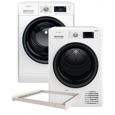 Стиральная машина полногабаритная WHIRLPOOL FFB 10469 BV UA + Сушильная машина Whirlpool FFT M22 9X2B UA + Универсальная соединительная планка WPRO CDS102 - C00565134 (комплект)