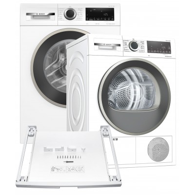 Пральна машина Bosch Серія 4 WGA14400UA + Сушильний автомат BOSCH WQG14200UA + Сполучна планка BOSCH WTZ11400 (комплект)