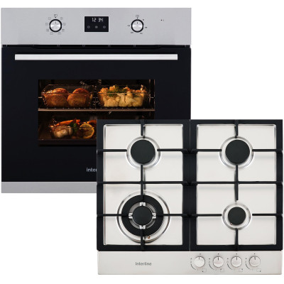 Духовой шкаф электрический Interline KTN 680 ECH XA + Варочная поверхность газовая INTERLINE HGS 764 FGT XA (комплект)