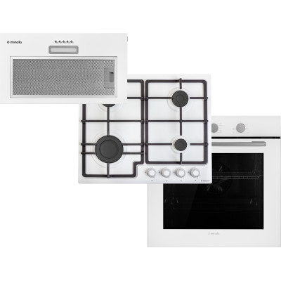 Духовой шкаф электрический Minola EO 675 WH + Варочная поверхность газовая Minola MGM 614224 WH + Вытяжка Minola HBI 5214 WH 700 LED (комплект)