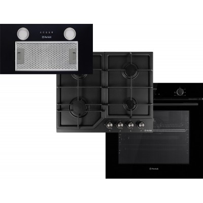 Духовой шкаф электрический PERFELLI PERLA 6D7 NERO + Варочная поверхность газовая PERFELLI HGM 61424 BL + Вытяжка PERFELLI BI 5652 BL 1000 LED (комплект)