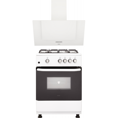 Плита газова ELEYUS CUBA 6001 EF WH + Витяжка Jantar VRT 650 LED 60 WH (комплект)